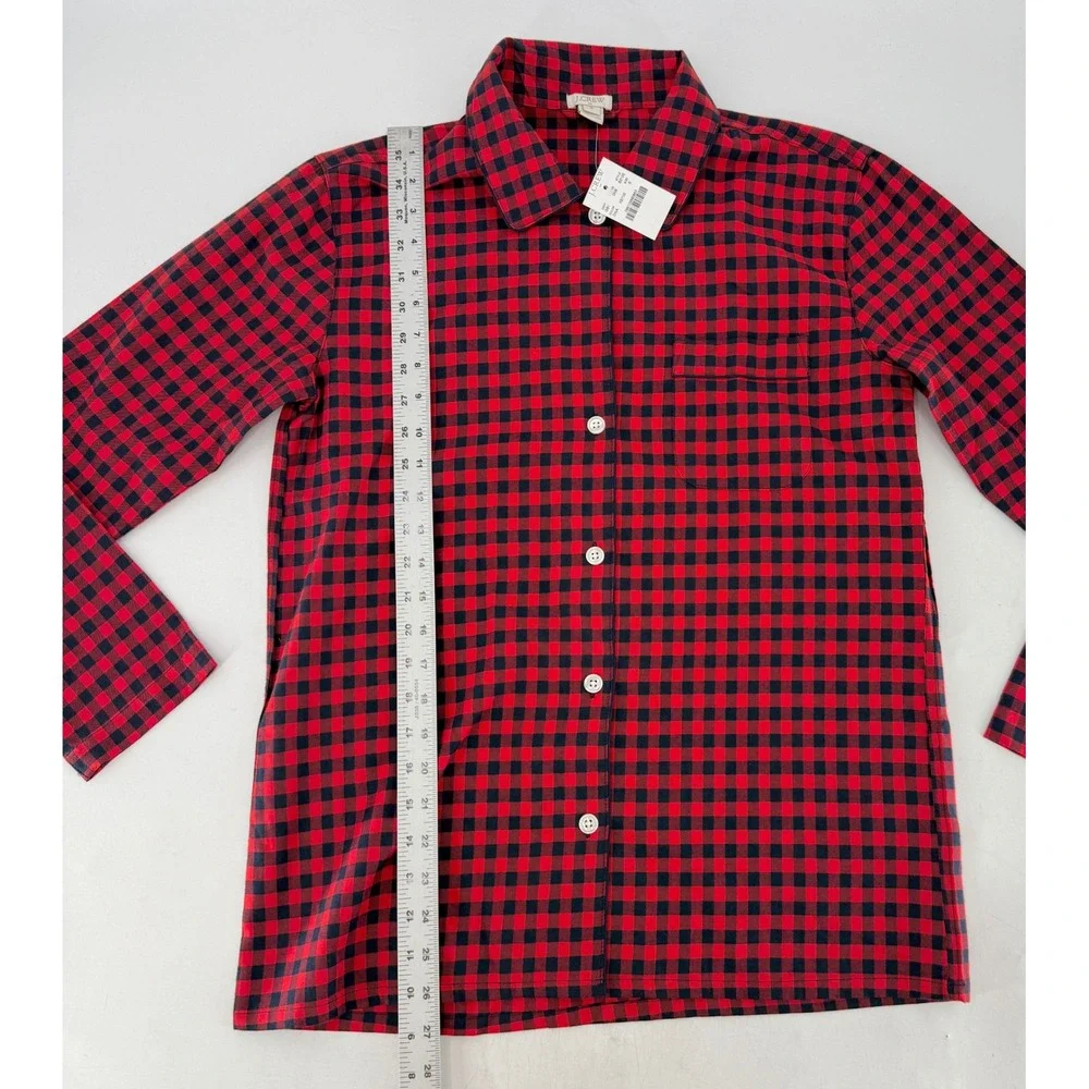 NWT J.Crew Men's Red & Blue Plaid‎ Long Sleeve Button-Up Pajama Shirt Sz Sm